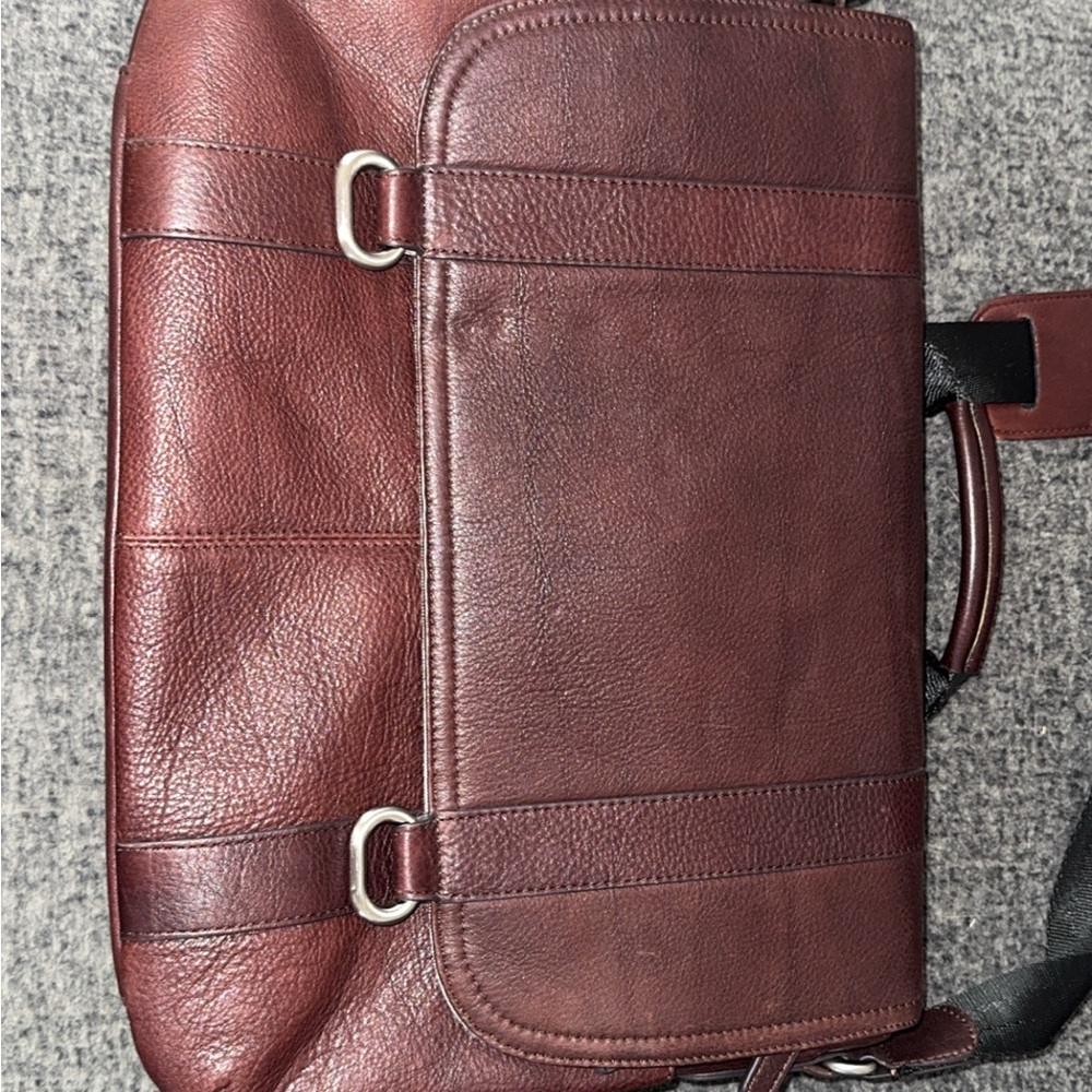 Classic Brown Leather Briefcase with Polished Finish, never used